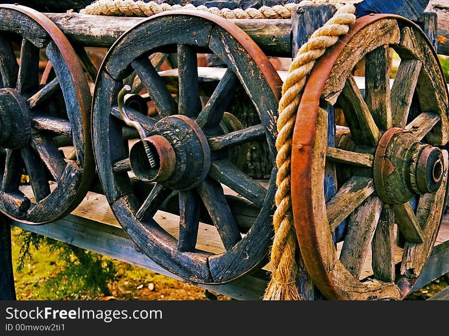 Old wooden wheels in east Turkey village