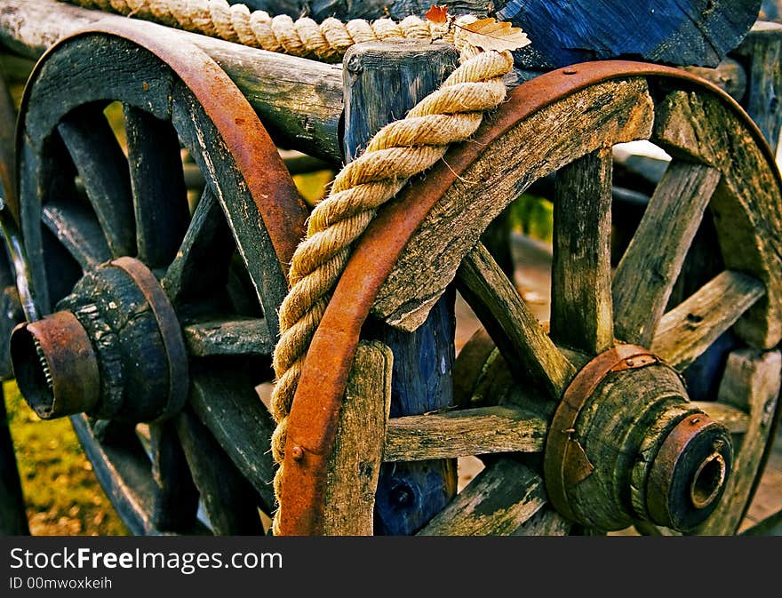 Old wooden wheels in east Turkey village