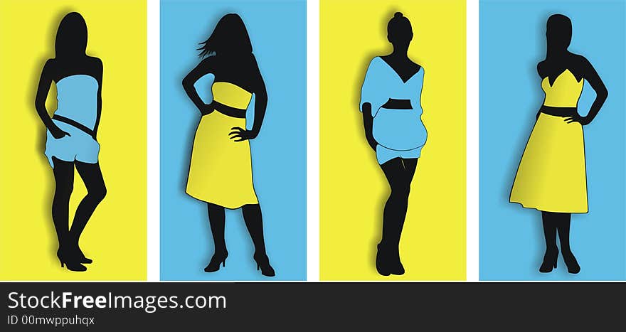 Vector images of photomodels on a color background. Vector images of photomodels on a color background