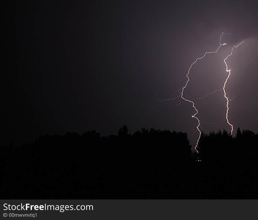 Two lightning in the night. Two lightning in the night