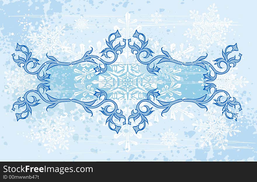 Vintage frame & snowflakes