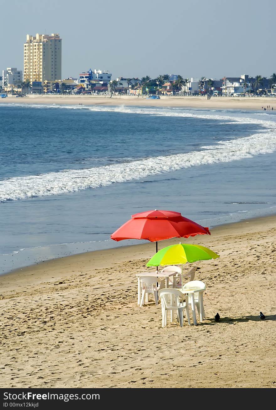 Parasol on a tropical beach