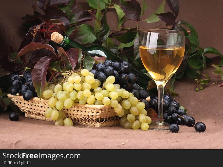 Wine glass with bottle for wine tasting. Wine glass with bottle for wine tasting