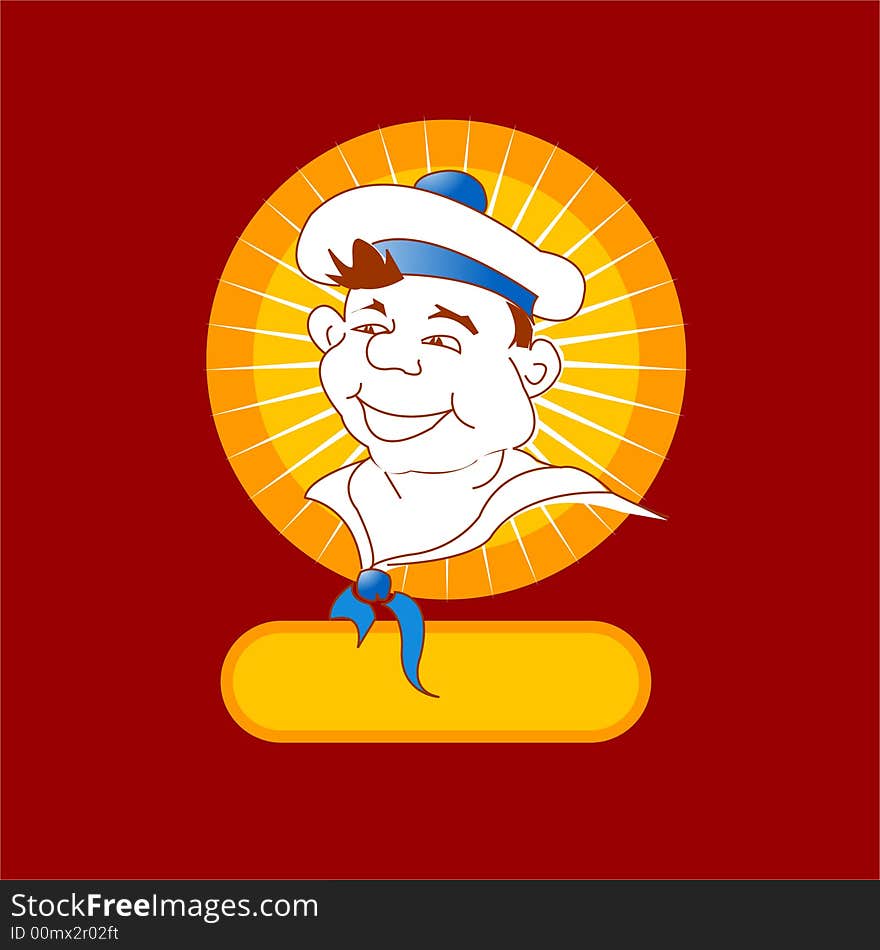 Cheerful ship's boy isolated on red background