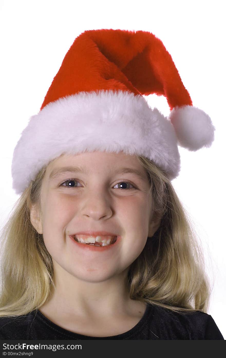 Shot of a Child in a Santa hat