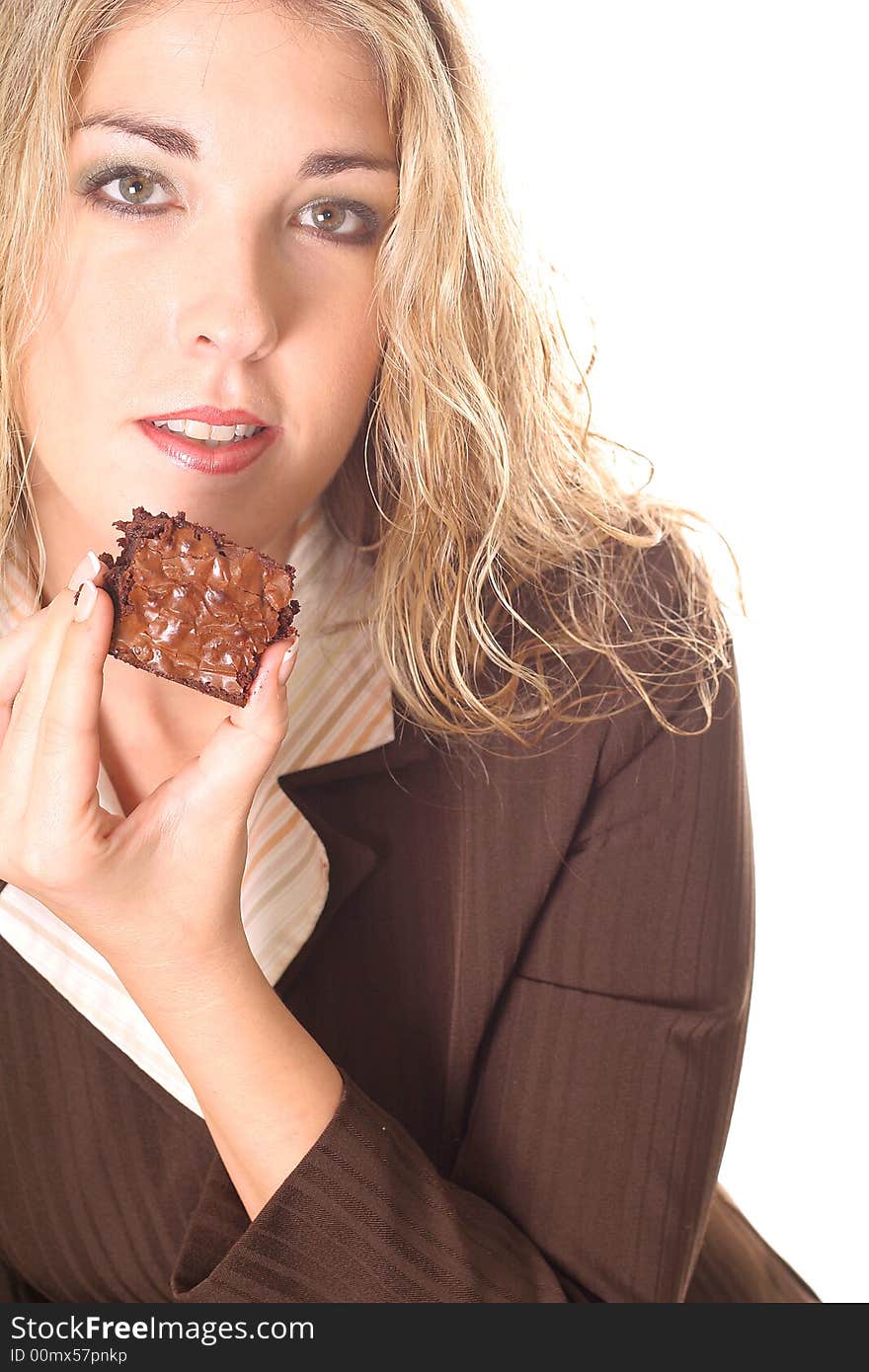 Gorgeous Woman Eating A Browni