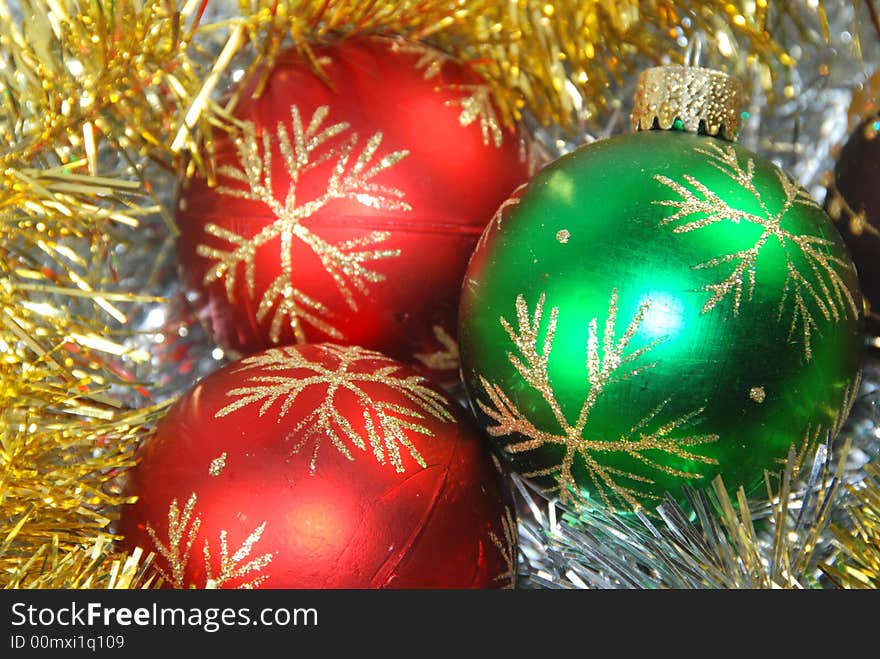 Chrismas balls on gold and siver background. Chrismas balls on gold and siver background