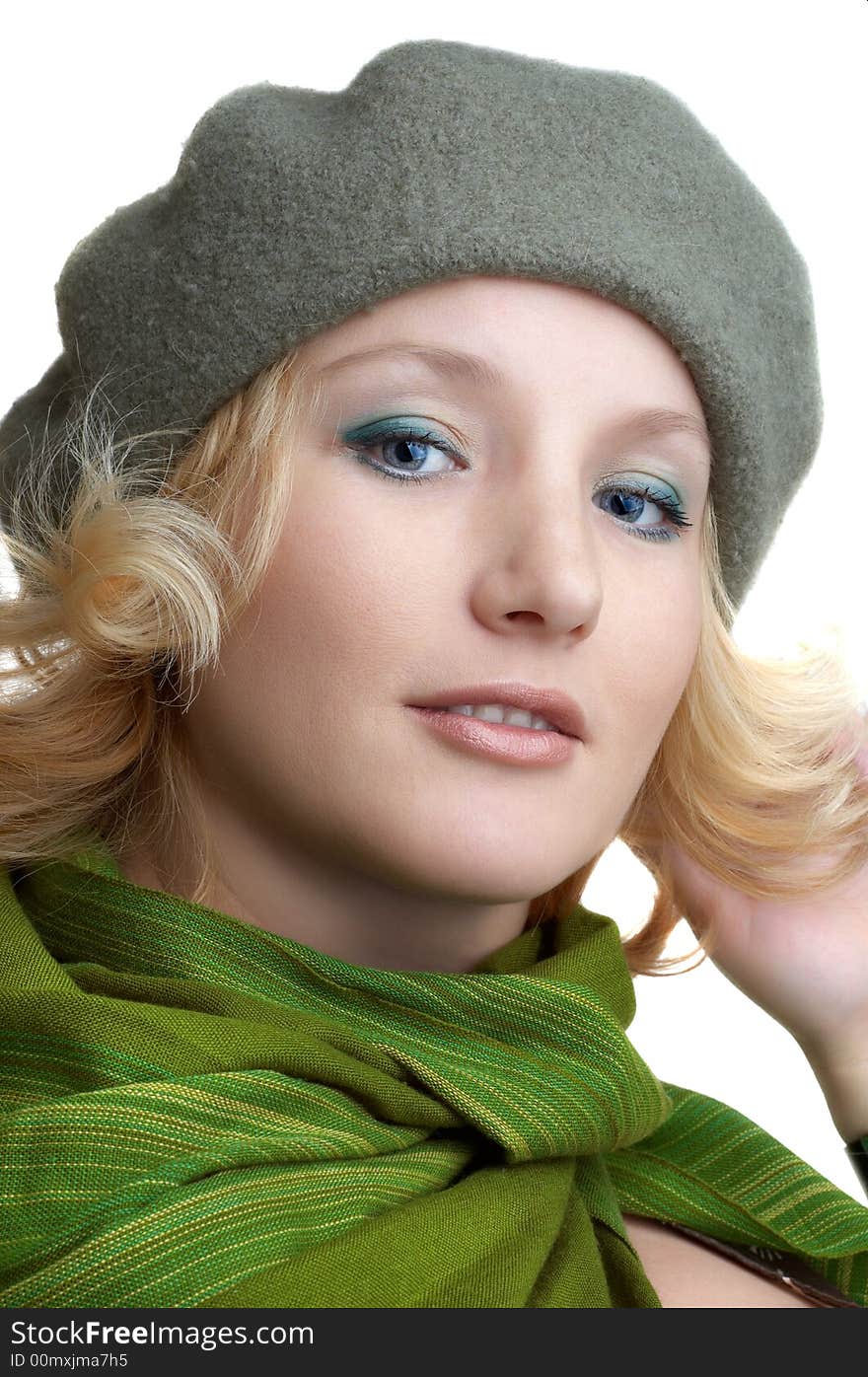 Cute blond with green scarf