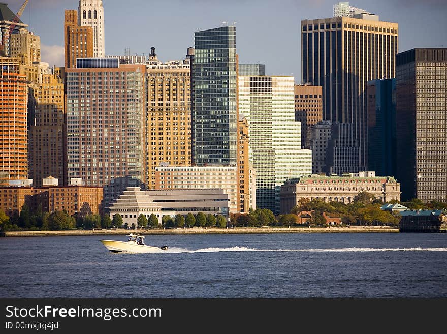 A picture of the Manhattan skyline taken from Liberty State Park NJ