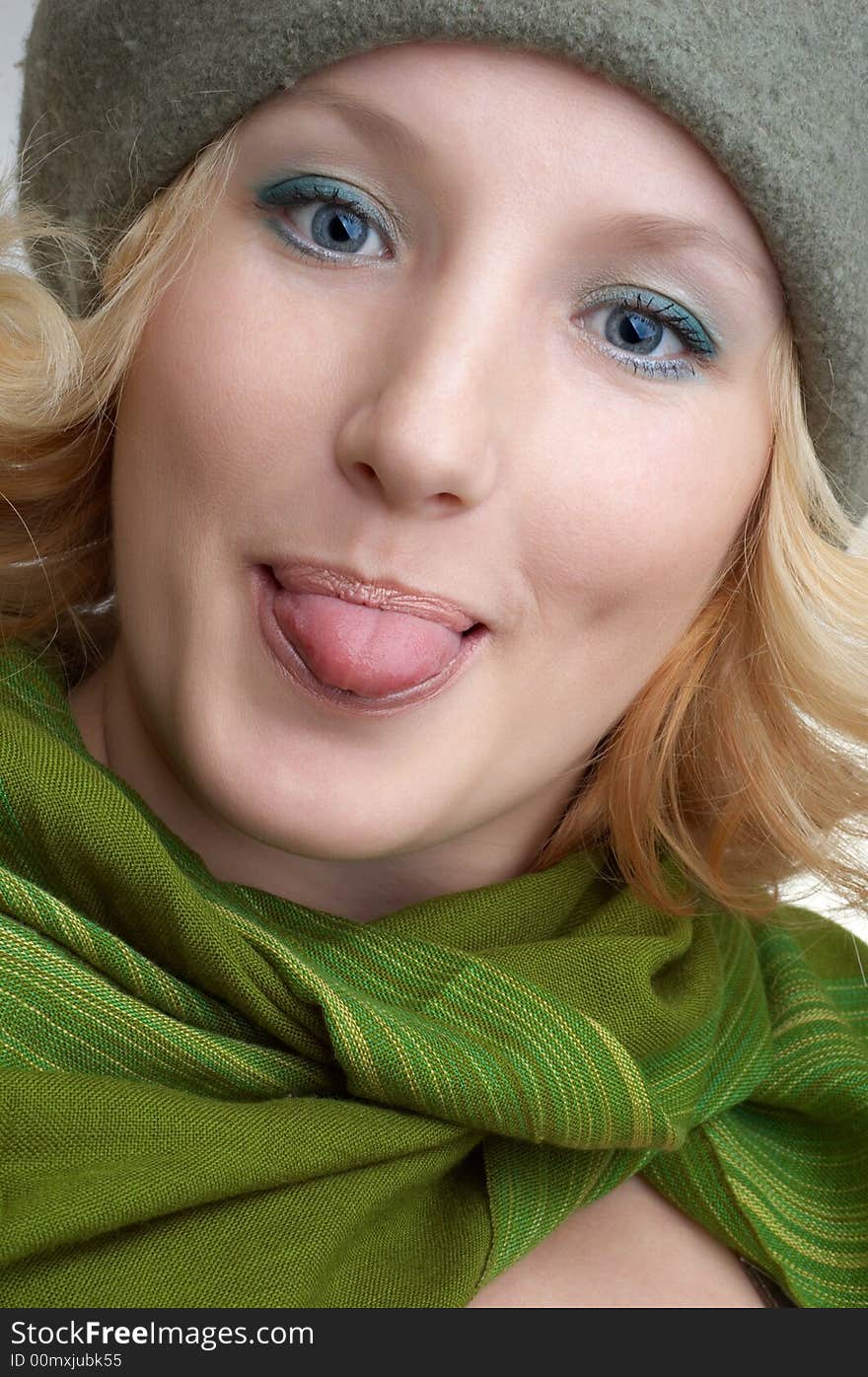 Cute blond with green scarf