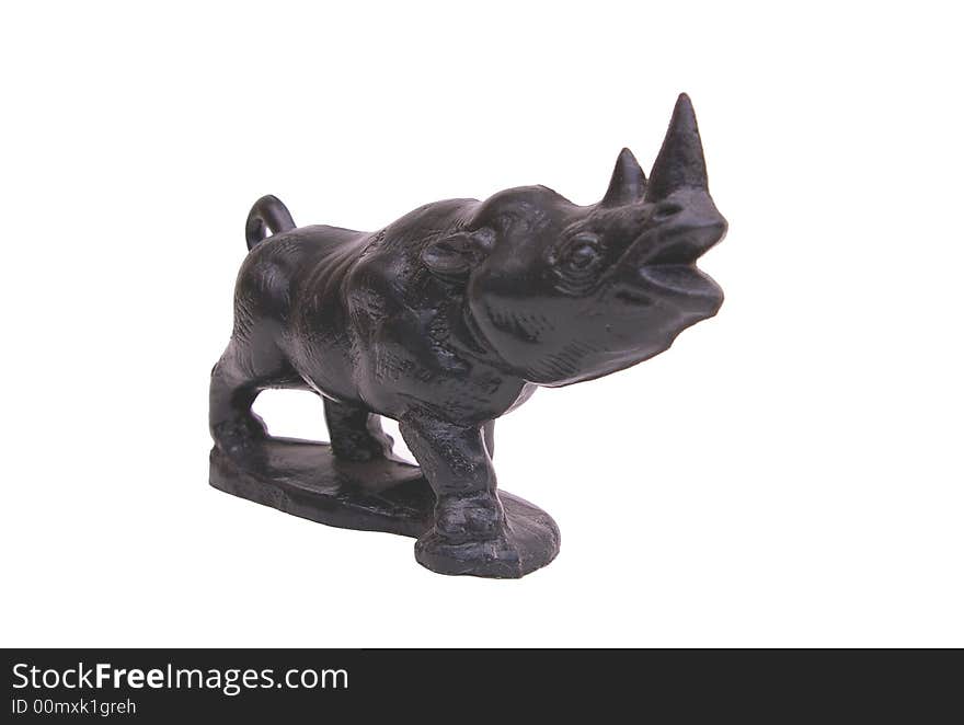 Wax sculpture of a black Rhinocerus facing the right. Wax sculpture of a black Rhinocerus facing the right