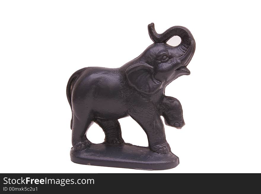 Wax mold of an african elephant with trunk raised. Wax mold of an african elephant with trunk raised