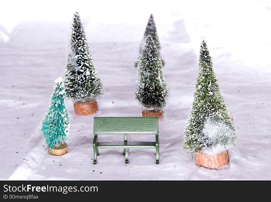 Christmas Village Park Bench