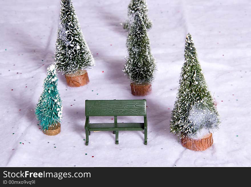 Christmas Village Park Bench