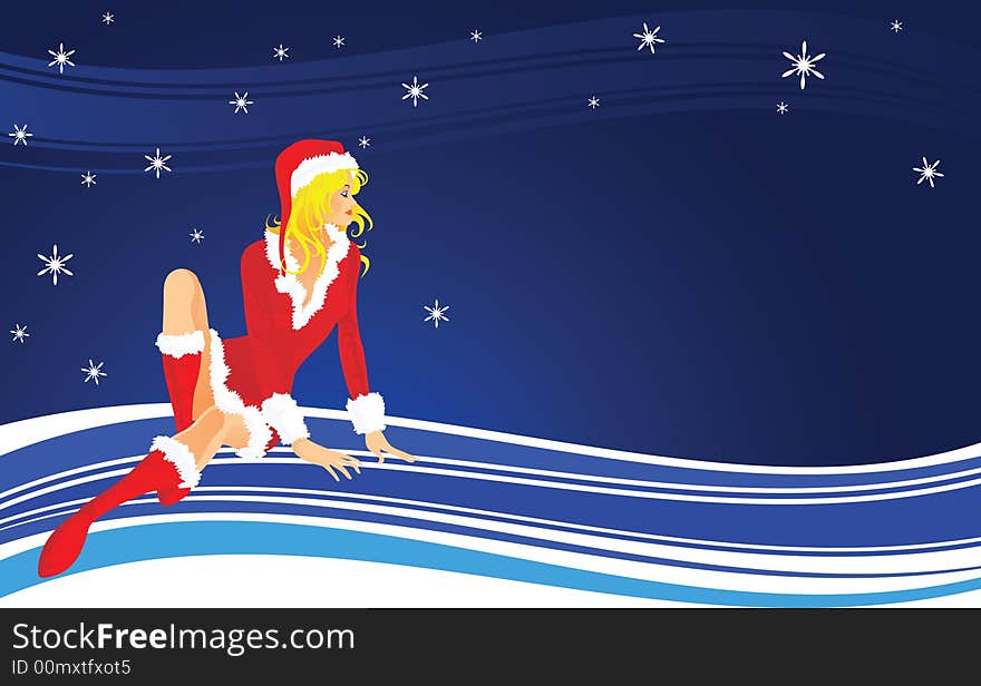 Vector illustartion of Christmas girl