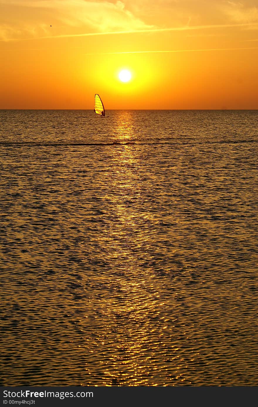 Sunset near Dolshanka, Azov sea, south part of Russia