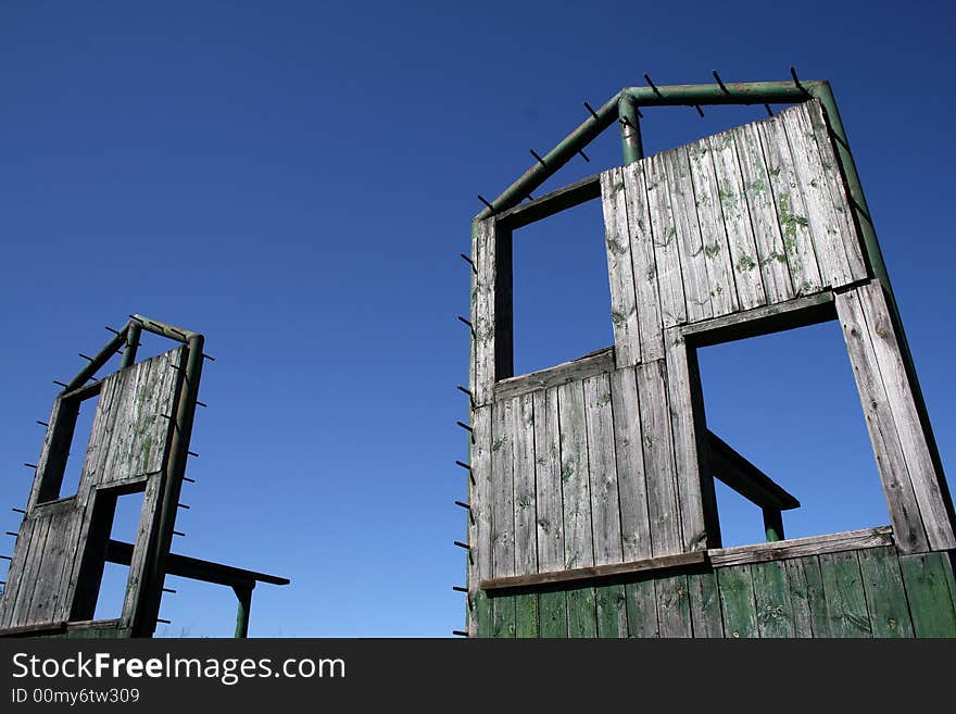 Military training area - a vertical obstacle course. Military training area - a vertical obstacle course