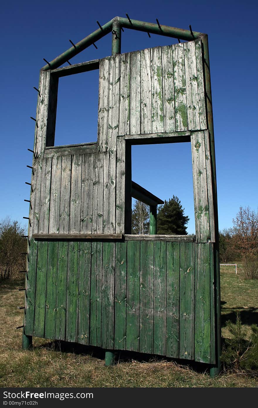 Military training area - a vertical obstacle course. Military training area - a vertical obstacle course