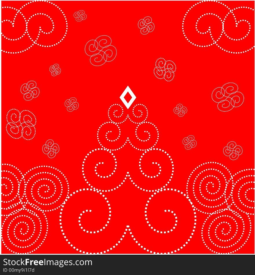 New year red card with illustrated new-year tree and snow. New year red card with illustrated new-year tree and snow