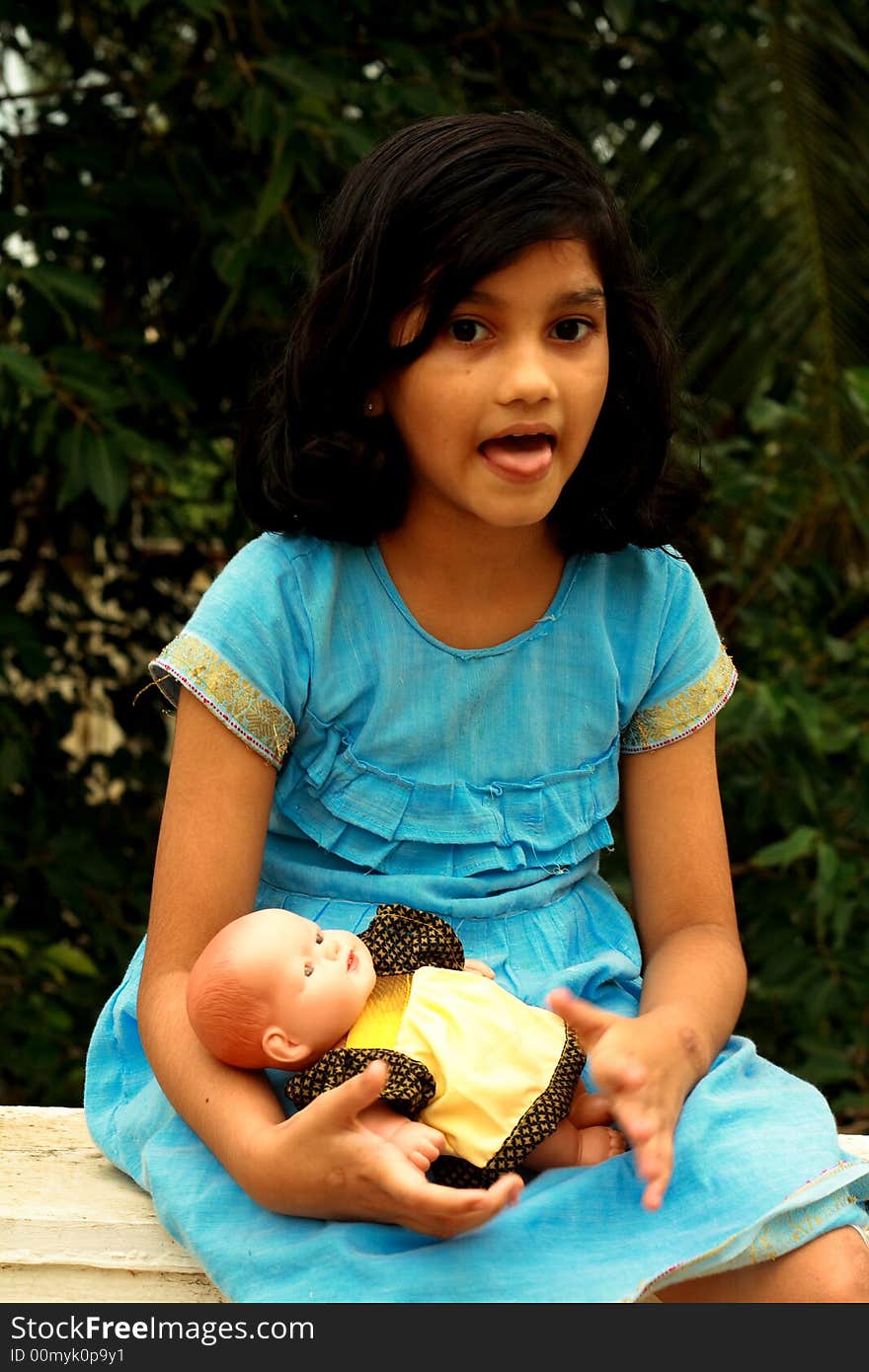 A girl teasing the photographer.