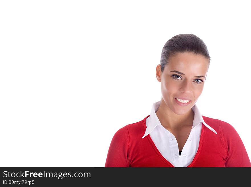 Portrait of a young woman, customer service