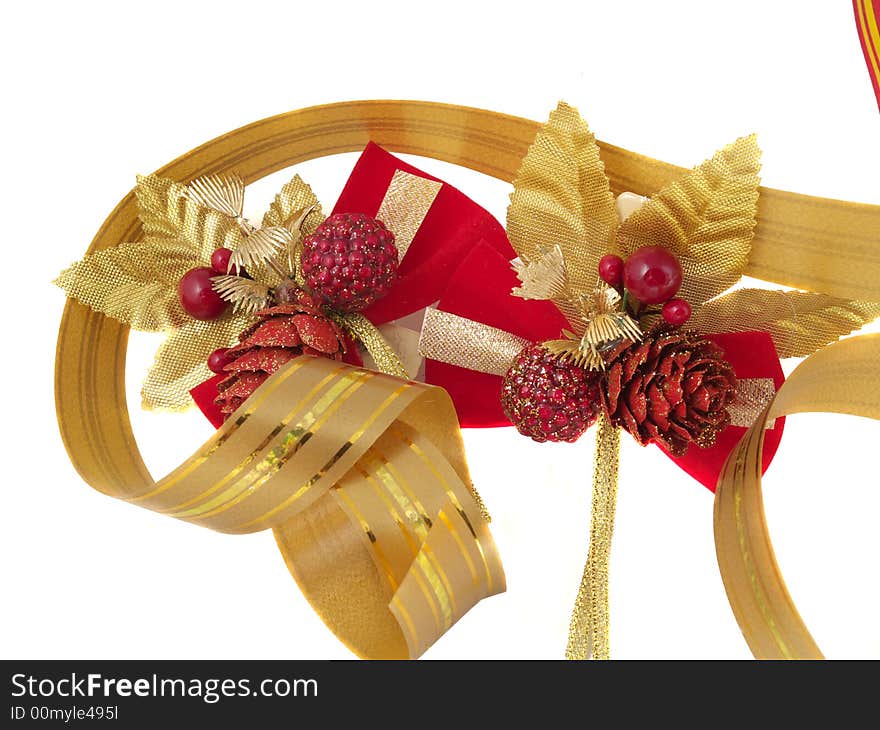 Christmas ornaments and ribbon