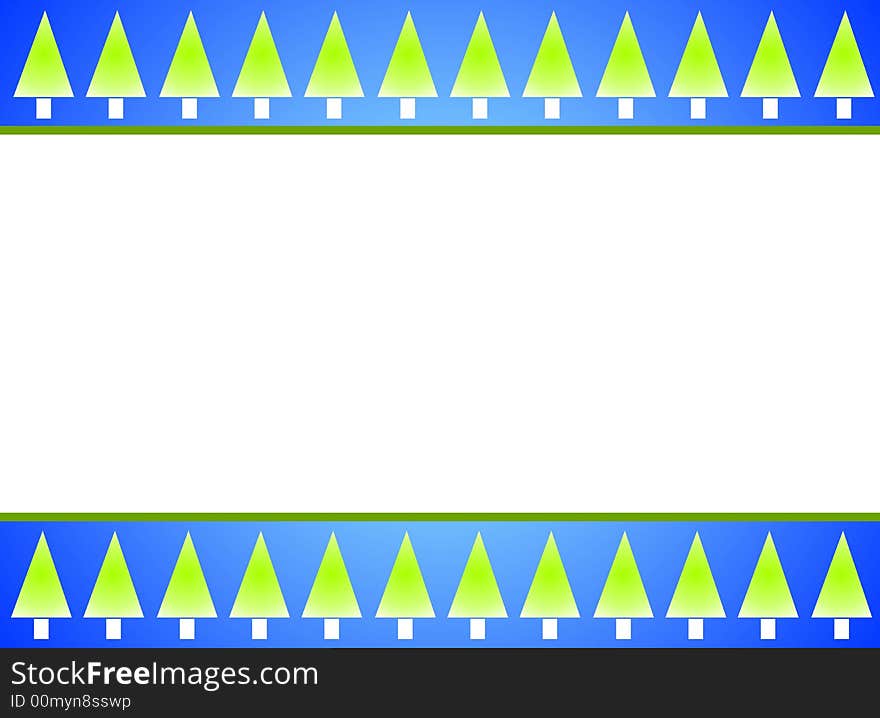 Christmas Tree Border Blue