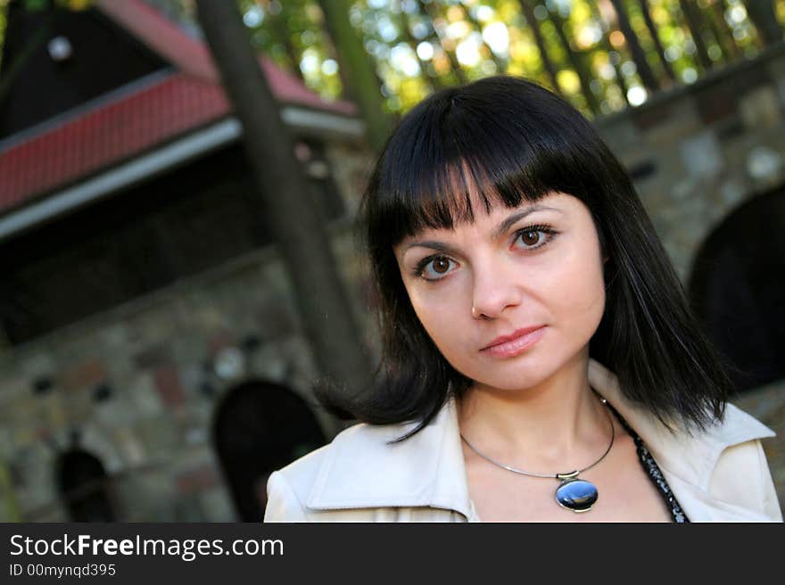 Beautiful woman walking in the forest. Beautiful woman walking in the forest