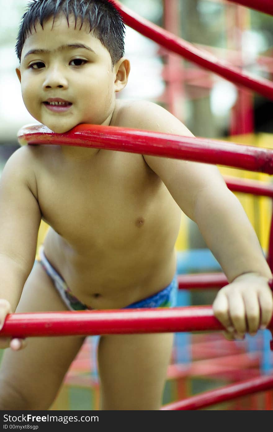 Kid playing in playground