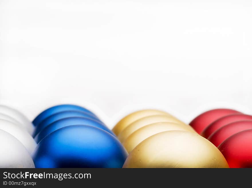 Close up  of some  row of colored Christmas' ball. Close up  of some  row of colored Christmas' ball