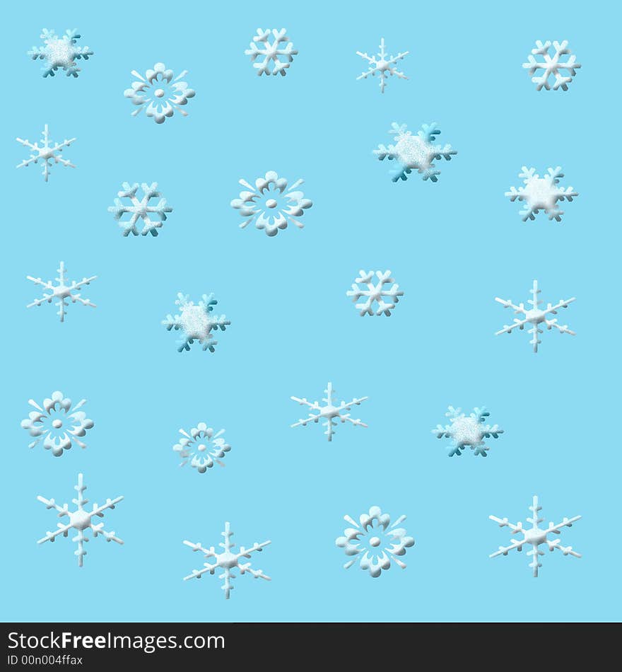 Delicate assorted textured snowflakes on solid background. Delicate assorted textured snowflakes on solid background