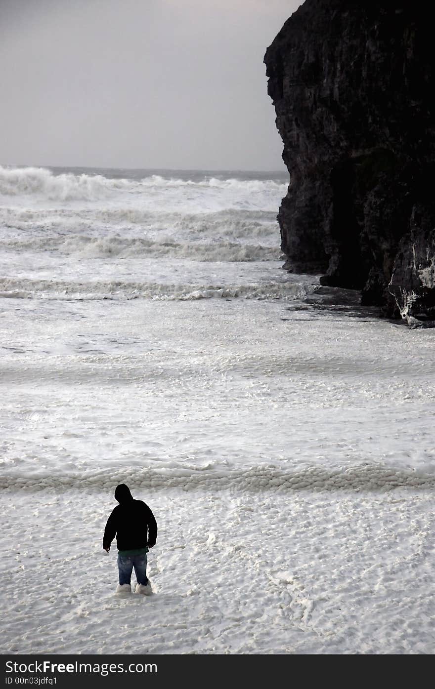 Foamy waves after a bad atlantic storm. Foamy waves after a bad atlantic storm