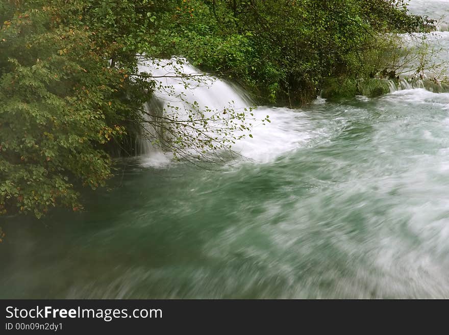 Waterfall with moving water