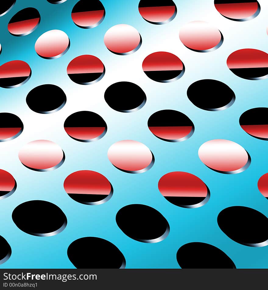 Blue Metal hole pattern background with objects inside. Blue Metal hole pattern background with objects inside