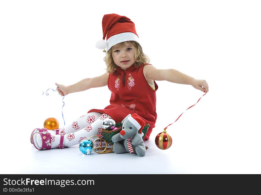 Beautiful little girl with christmas decoration