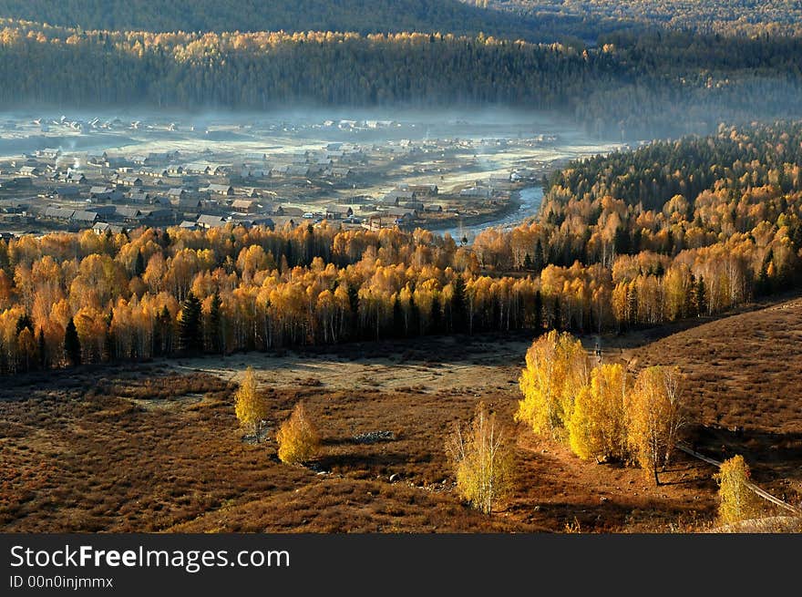 The morning of mountain village