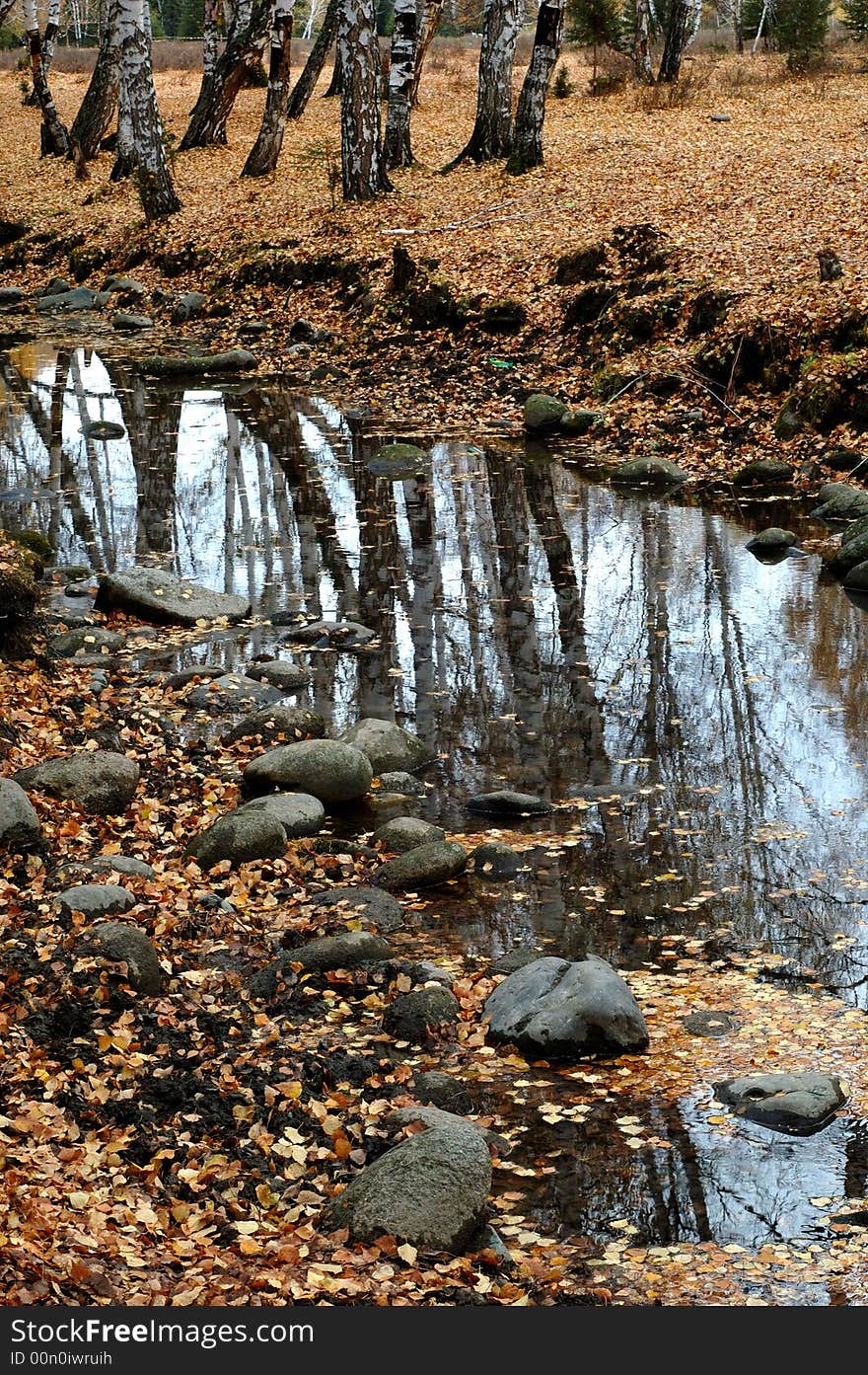 Deep autumn.
In Xinjiang,China.
Tourists.
The water reflection.
Inverted image in water.