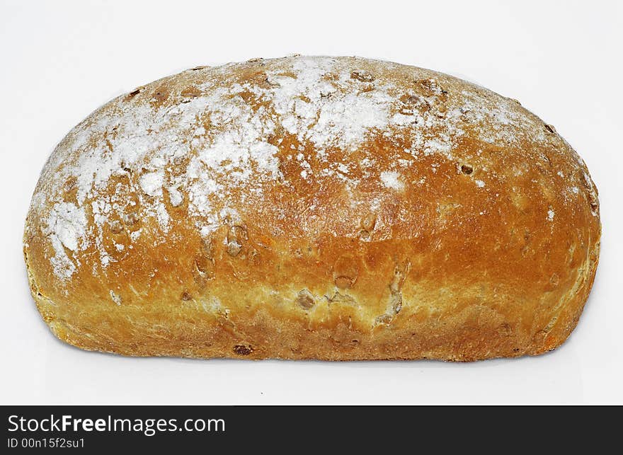 Fresh baked bread isolated on white background