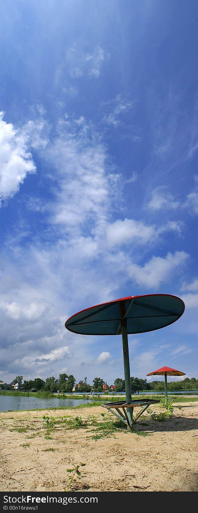 Vertical panorama of the country beach