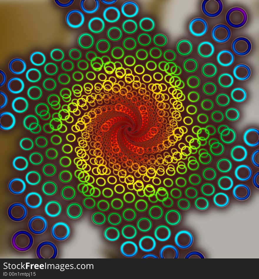 Rainbow circle spiral flowing to a center point. Rainbow circle spiral flowing to a center point