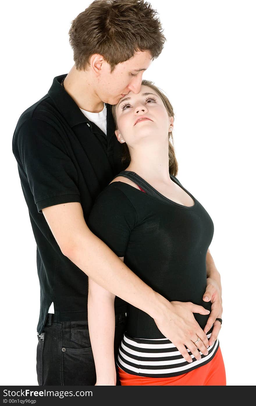 A young couple together in the studio