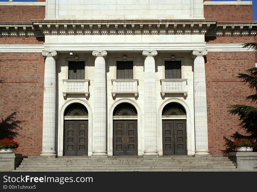 Entrance of hall of university of Tsinghua Beijing