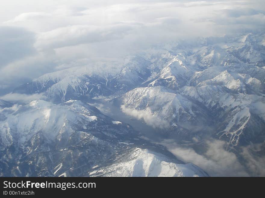 Aerial view of the Alps in switzerland covered by snow. Aerial view of the Alps in switzerland covered by snow.