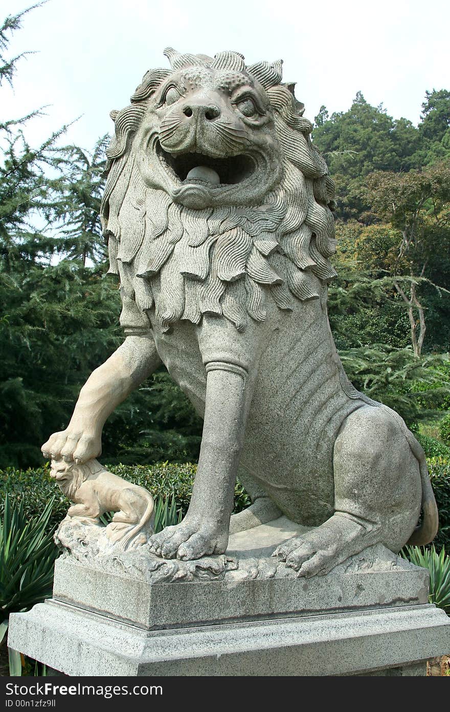 Stone chinese lion in Nanjing