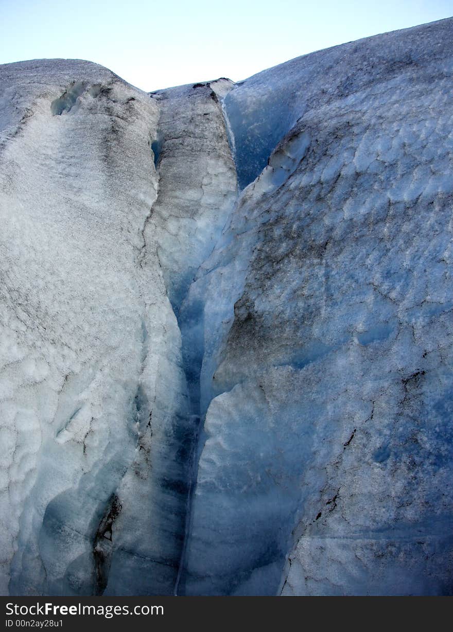 Blue ice of the glacier Skaftafell National Park Iceland