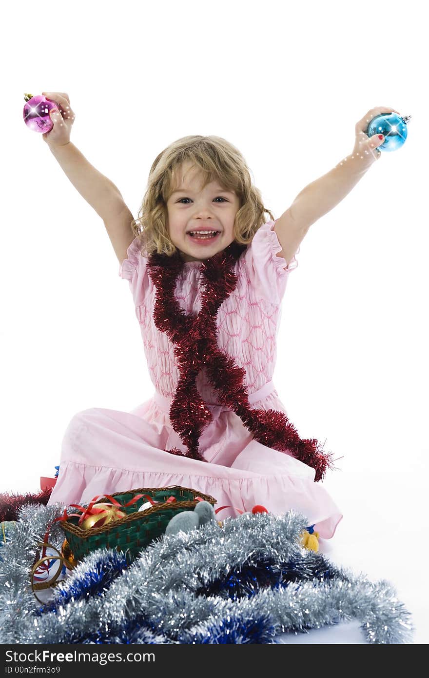 Beautiful little girl with christmas decoration