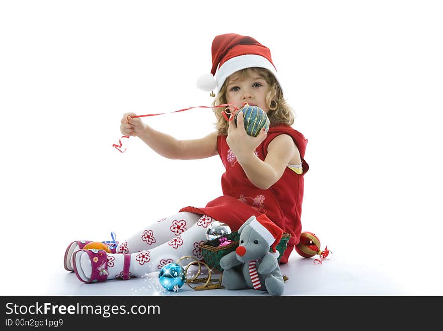 Beautiful Little Girl With Christmas Decoration