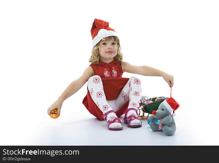 Beautiful little girl with christmas decoration