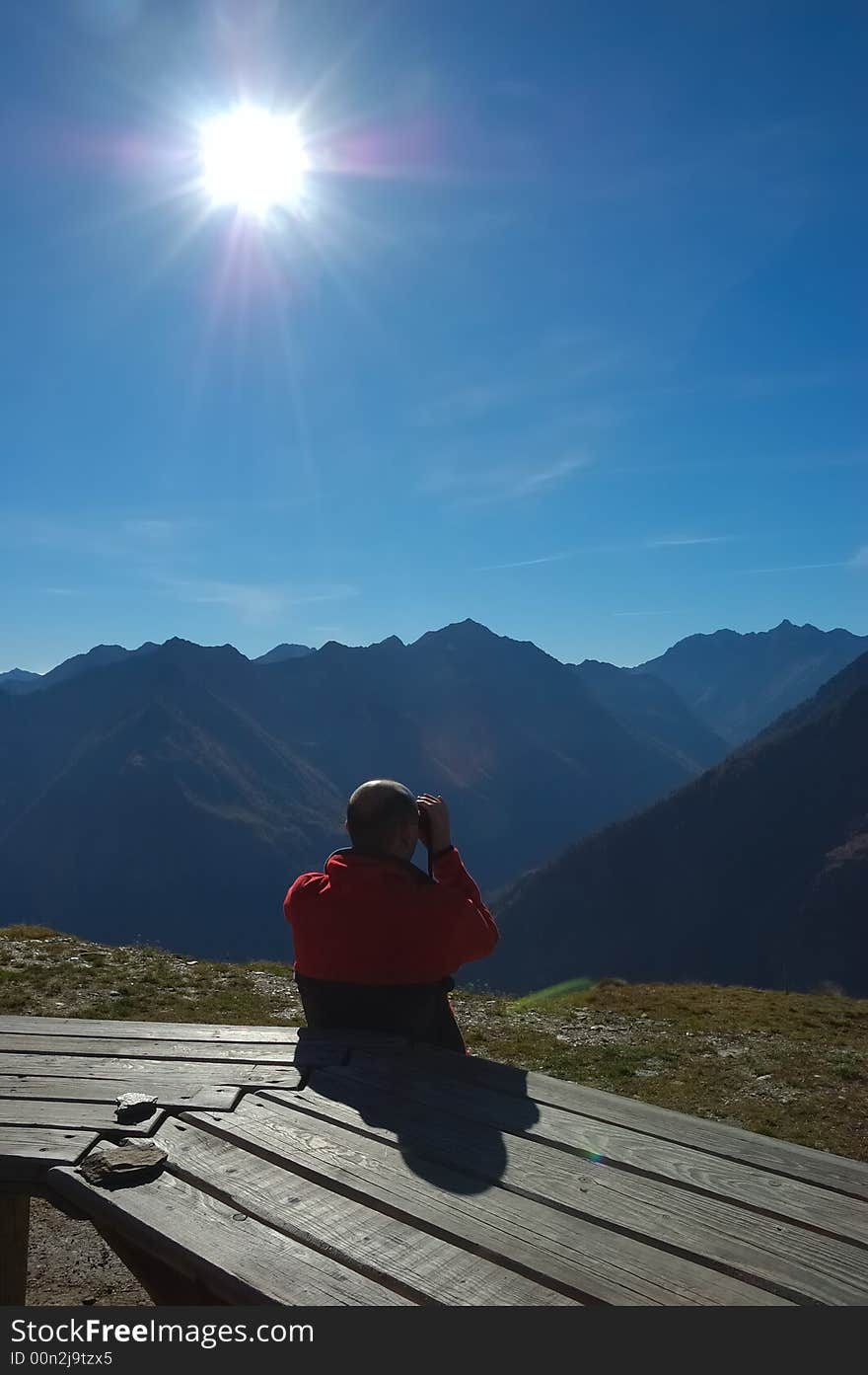 Man with binoculars