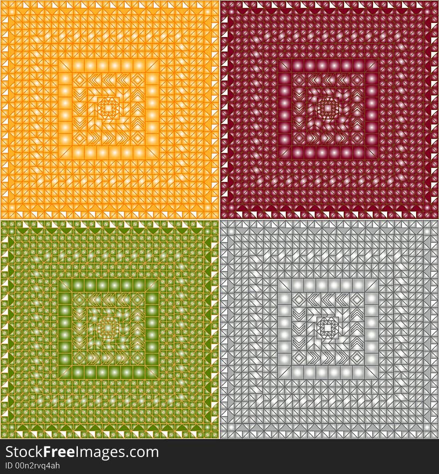 Metal vector textures. Four colours patterns. Metal vector textures. Four colours patterns